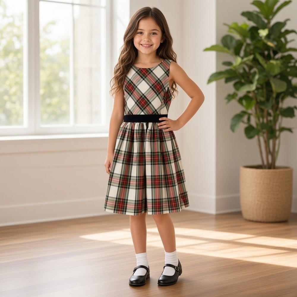 Polo Ralph Lauren Girls Plaid Holiday Dress Size 12 Tartan Tulle Button Back